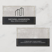 Minimales Modern-Real-Anwesen-Logo | Stielleder Visitenkarte (Vorne/Hinten)