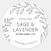 Minimales modernes botanisches Schwarz-weißes Prod Runder Aufkleber (Vorderseite)