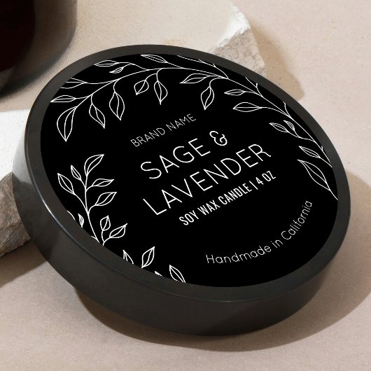 Minimales modernes botanisches Schwarz-weißes Prod Runder Aufkleber