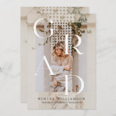 Minimales modernes Cream Overlay Grad Foto Einladung (Vorne/Hinten)