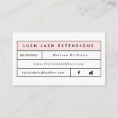 Minimales modernes Eyelash & Brows-Geschäft Visitenkarte (Rückseite)