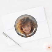 Minimales modernes Foto - Retro-Text - Persönlich Runder Aufkleber (Umschlag)