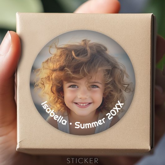 Minimales modernes Foto - Retro-Text - Persönlich Runder Aufkleber
