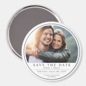 Minimales modernes Foto Save the Date Schwarz-weiß Magnet (Vorderseite/Rückseite)