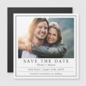 Minimales modernes Foto Save the Date Schwarz-weiß Magnetkarte (Vorne/Hinten)