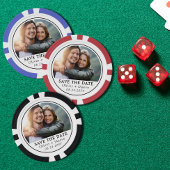 Minimales modernes Foto Save the Date Schwarz-weiß Pokerchips