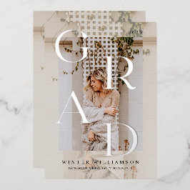 Minimales modernes Foto Sheer Cream Overlay Folieneinladung