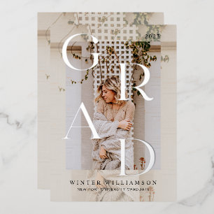 Minimales modernes Foto Sheer Cream Overlay Folieneinladung