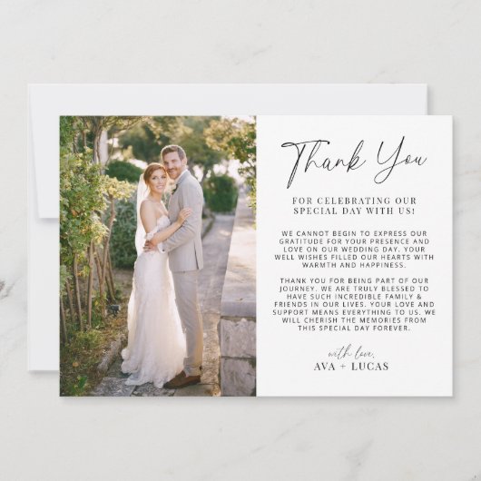 Minimales modernes, horizontales Hochzeitssemble-F Dankeskarte (Vorderseite)