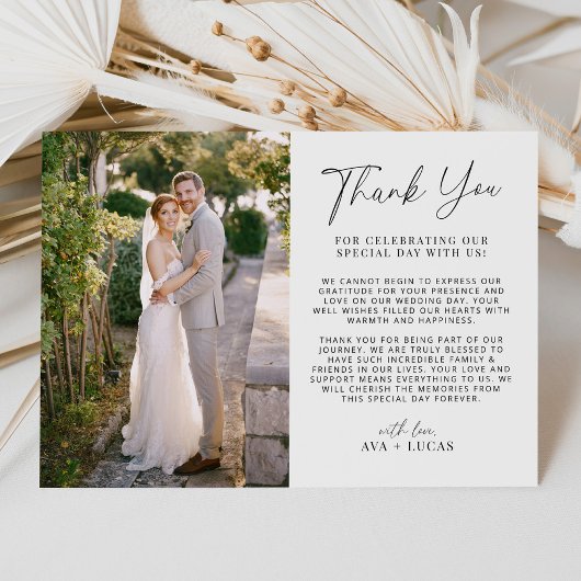 Minimales modernes, horizontales Hochzeitssemble-F Dankeskarte