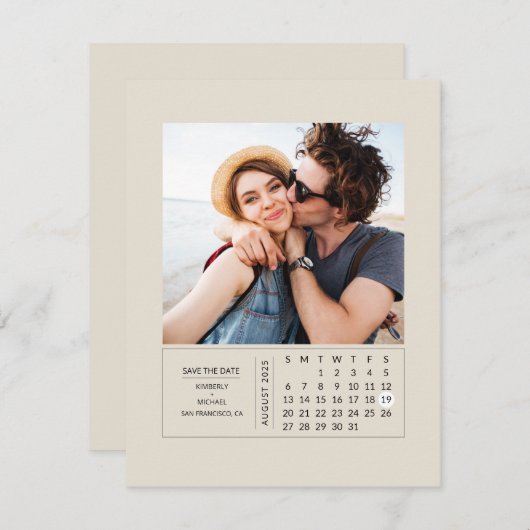 Minimales modernes Mini-Kalender Save the Date Fot (Vorne/Hinten)