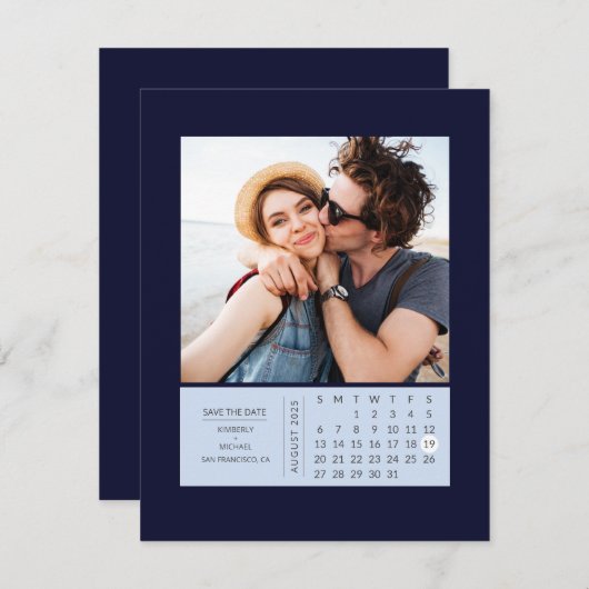 Minimales modernes Mini-Kalender Save the Date Fot (Vorne/Hinten)