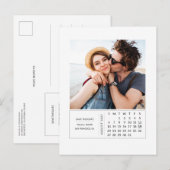 Minimales modernes Mini-Kalender Save the Date Fot Ankündigungspostkarte (Vorne/Hinten)