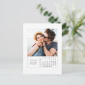 Minimales modernes Mini-Kalender Save the Date Fot Ankündigungspostkarte (Stehend Vorderseite)