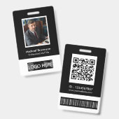 Minimales modernes Qr Barcode Foto für Mitarbeiter Ausweis (Vorder- & Rückseite)