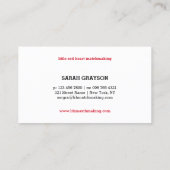 Minimales modernes rotes Herz Visitenkarte (Rückseite)