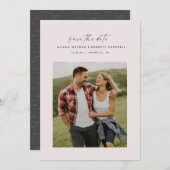 Minimales modernes Skript-Rosa-Foto Save The Date (Vorne/Hinten)