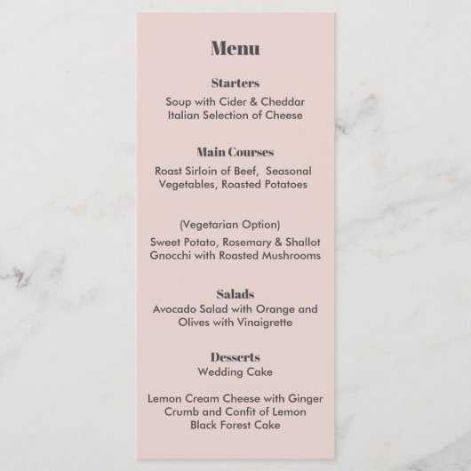 Minimales modernes Thema Menükarte (Vorderseite)