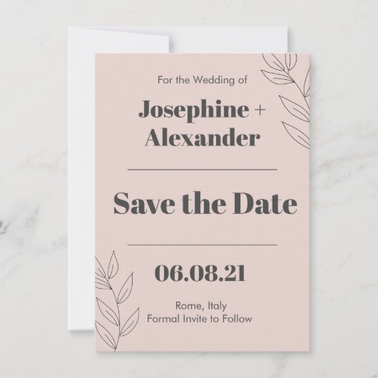 Minimales modernes Thema Save The Date (Vorderseite)