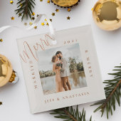 Minimales modernes Verheiratet- & Merry-Gold-Scrip Ornament Aus Glas