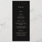 Minimales Mongram Black Wedding Table Dinner Menükarte (Vorderseite)