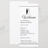 Minimales monochromes Hochzeitsprogramm (Vorne/Hinten)