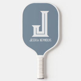 Minimales Monogram Dusty Blue Pickleball Paddel Schläger