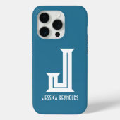 Minimales Monogramm Aquamarin Case-Mate iPhone Hülle (Rückseite)