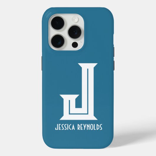 Minimales Monogramm Aquamarin Case-Mate iPhone Hülle (Rückseite)