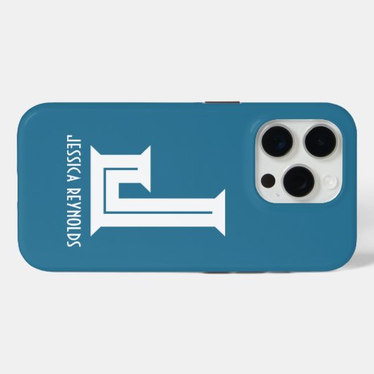 Minimales Monogramm Aquamarin Case-Mate iPhone Hülle (Rückseite (Horizontal))