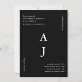 Minimales Monogramm-Foto Hochzeit Schwarz/Weiß Einladung (Vorderseite)