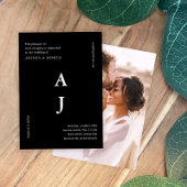 Minimales Monogramm-Foto Hochzeit Schwarz/Weiß Einladung