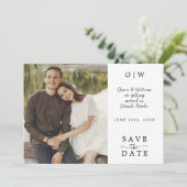 Minimales Monogramm Foto QR Save the Date (Stehend Vorderseite)