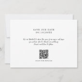 Minimales Monogramm Foto QR Save the Date (Rückseite)