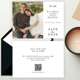Minimales Monogramm Foto QR Save the Date