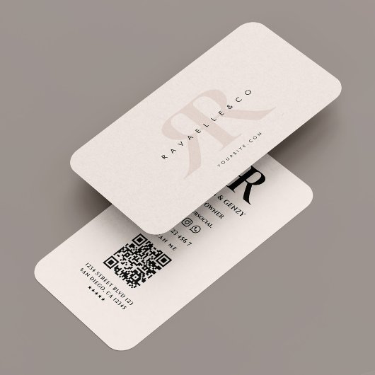 Minimales Monogramm-Logo R Modernes Pastellrosa Visitenkarte