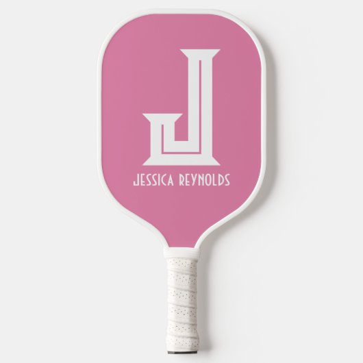 Minimales Monogramm Pink-Paddel-Paddel Pickleball Schläger (Vorderseite)