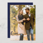 Minimales Navy-Foto-Hochzeit speichern Sie die Dat Save The Date (Vorne/Hinten)