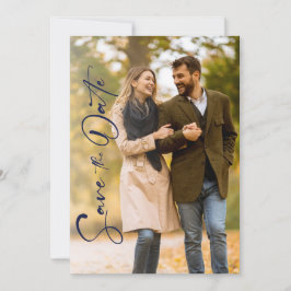 Minimales Navy-Foto-Hochzeit speichern Sie die Dat Save The Date