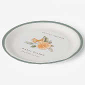 Minimales Orange Botanisches Leafy Boho Brautparty Pappteller (Schrägansicht)