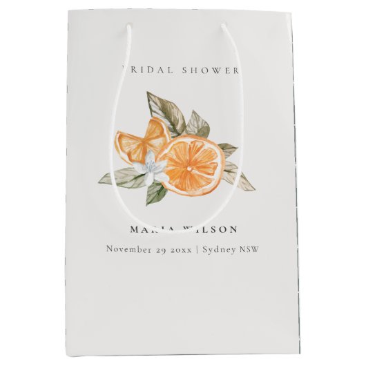 Minimales Orange Foliage Boho Foliage Brautparty Mittlere Geschenktüte (Vorderseite)