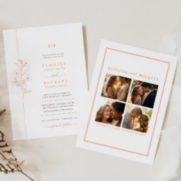 Minimales Orangefarbenes Hochzeitsfest Foto Einladung