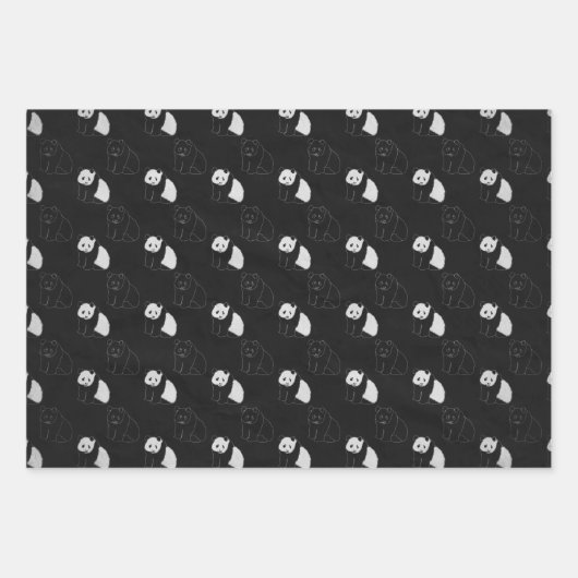 Minimales Panda Wrapping Paper Flachblatt Set 3 Geschenkpapier Set (Vorderseite 2)