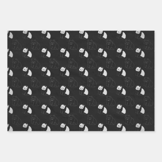 Minimales Panda Wrapping Paper Flachblatt Set 3 Geschenkpapier Set (Vorderseite)