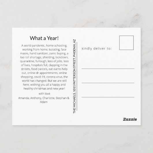 Minimales Personalisiertes Gonk Weihnachts-Foto Postkarte (Rückseite)