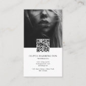 Minimales QR-Logo für Schwarzweiß-Foto Visitenkarte (Vorderseite)