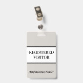 Minimales "REGISTRIERTER BESUCHER" Abzeichen Ausweis (Rückseite mit Clip)