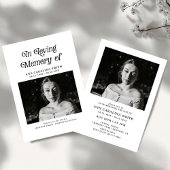 Minimales Retro-Beerdigung-Foto im liebenden Gedäc Einladung