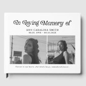 Minimales Retro-Beerdigung-Foto im liebenden Gedäc Gästebuch (Vorderseite)