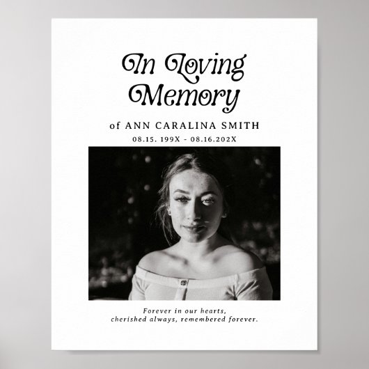 Minimales Retro-Beerdigung-Foto im liebenden Gedäc Poster (Vorne)